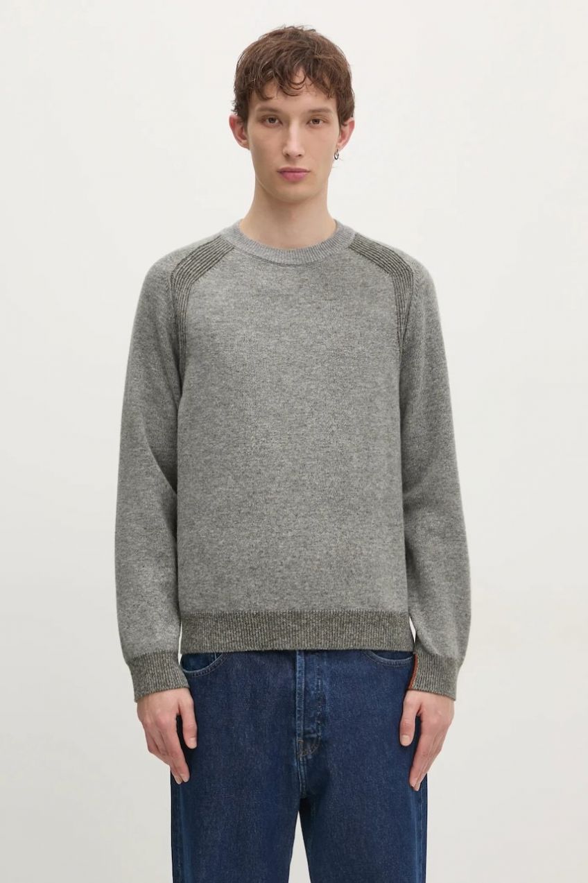 Vlnený sveter Paul Smith pánsky, šedá farba, M1R-246Z-P02585
