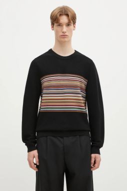 Vlnený sveter Paul Smith pánsky, čierna farba, tenký, M1R-253Z-P02589