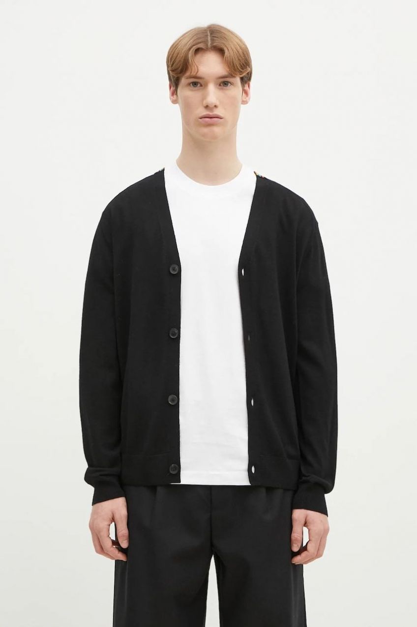 Vlnený kardigán Paul Smith čierna farba, M1R-250Z-P02094