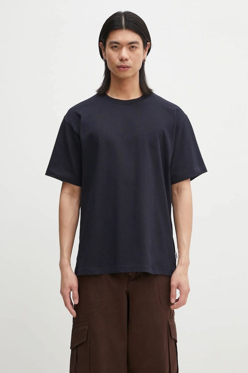 Bavlnené tričko Norse Projects Norse Standard Heavy Loose T-shirt pánske, tmavomodrá farba, jednofarebné, N01.0679.7004