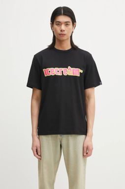 Bavlnené tričko ICECREAM Soft Serve T-Shirt pánske, čierna farba, s potlačou, IC25142