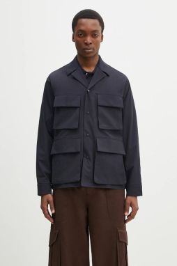 Košeľa Norse Projects Mads Travel Light Overshirt pánska, tmavomodrá farba, voľný strih, s klasickým golierom, N50.0269.7004