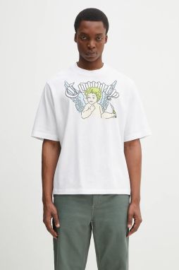 Bavlnené tričko Marcelo Burlon County Angel Boxy T-Shirt White Multicol pánske, biela farba, s potlačou, CMAA05AS25JER0020184