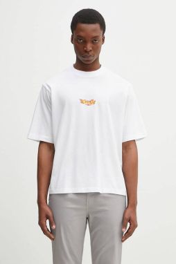Bavlnené tričko Marcelo Burlon County Flame Boxy T-Shirt White Red pánske, biela farba, vzorované, CMAA05AS25JER0070125