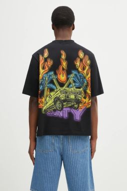 Bavlnené tričko Marcelo Burlon County Flame Boxy T-Shirt Black Red pánske, čierna farba, s potlačou, CMAA05AS25JER0071025