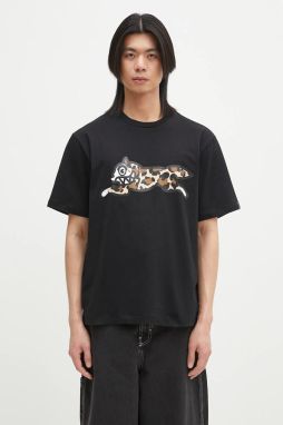 Bavlnené tričko ICECREAM Running Dog T-Shirt pánske, čierna farba, s potlačou, IC25141