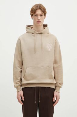 Bavlnená mikina Drôle de Monsieur Le Hoodie Slogan Vignes pánska, béžová farba, s kapucňou, s nášivkou, F-HO175-CO127-BG