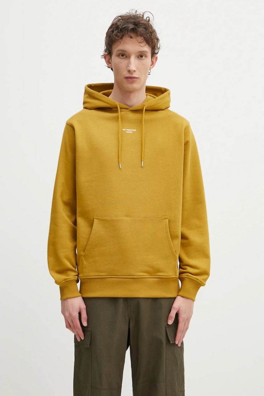 Bavlnená mikina Drôle de Monsieur Le Hoodie Slogan Classique pánska, zelená farba, s kapucňou, s potlačou, G-HO161-CO127-MS