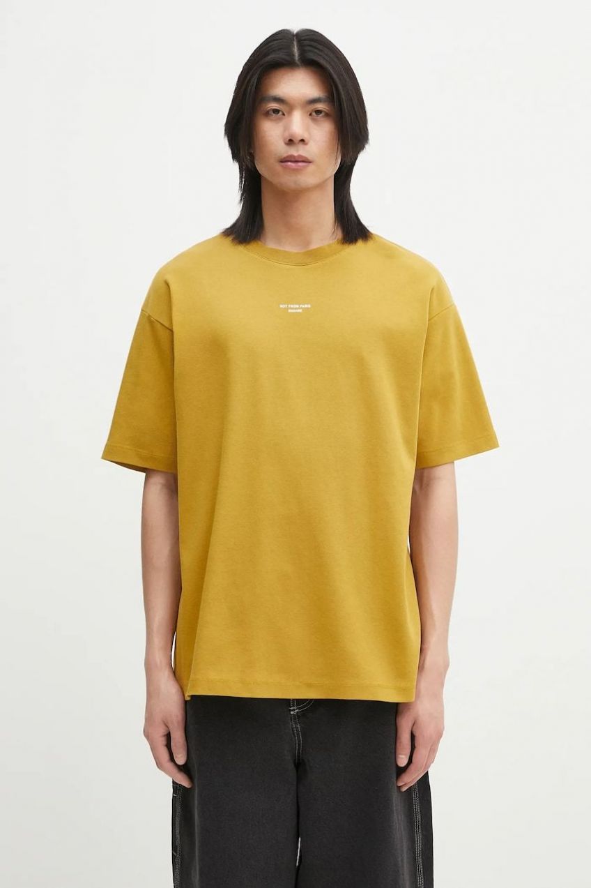 Bavlnené tričko Drôle de Monsieur Le T-Shirt Slogan Classique pánske, zelená farba, jednofarebné, G-TS202-CO002-MS