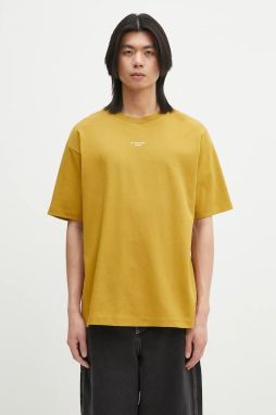 Bavlnené tričko Drôle de Monsieur Le T-Shirt Slogan Classique pánske, zelená farba, jednofarebné, G-TS202-CO002-MS