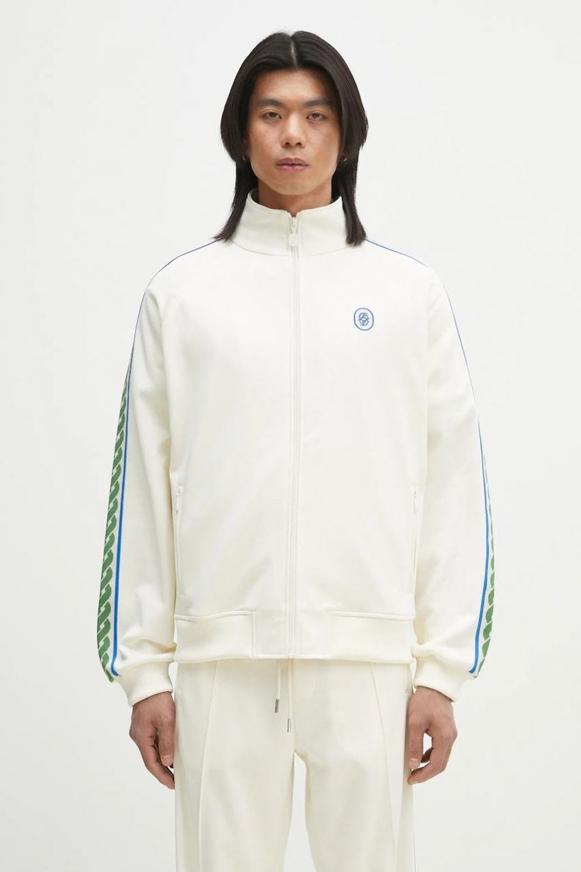 Mikina Drôle de Monsieur La Track jacket Tresse pánska, béžová farba, s nášivkou, G-SJ007-PL135-OW
