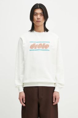Bavlnená mikina Drôle de Monsieur Le Sweatshirt Pique Tennis pánska, biela farba, s nášivkou, G-SW164-CO162-OW