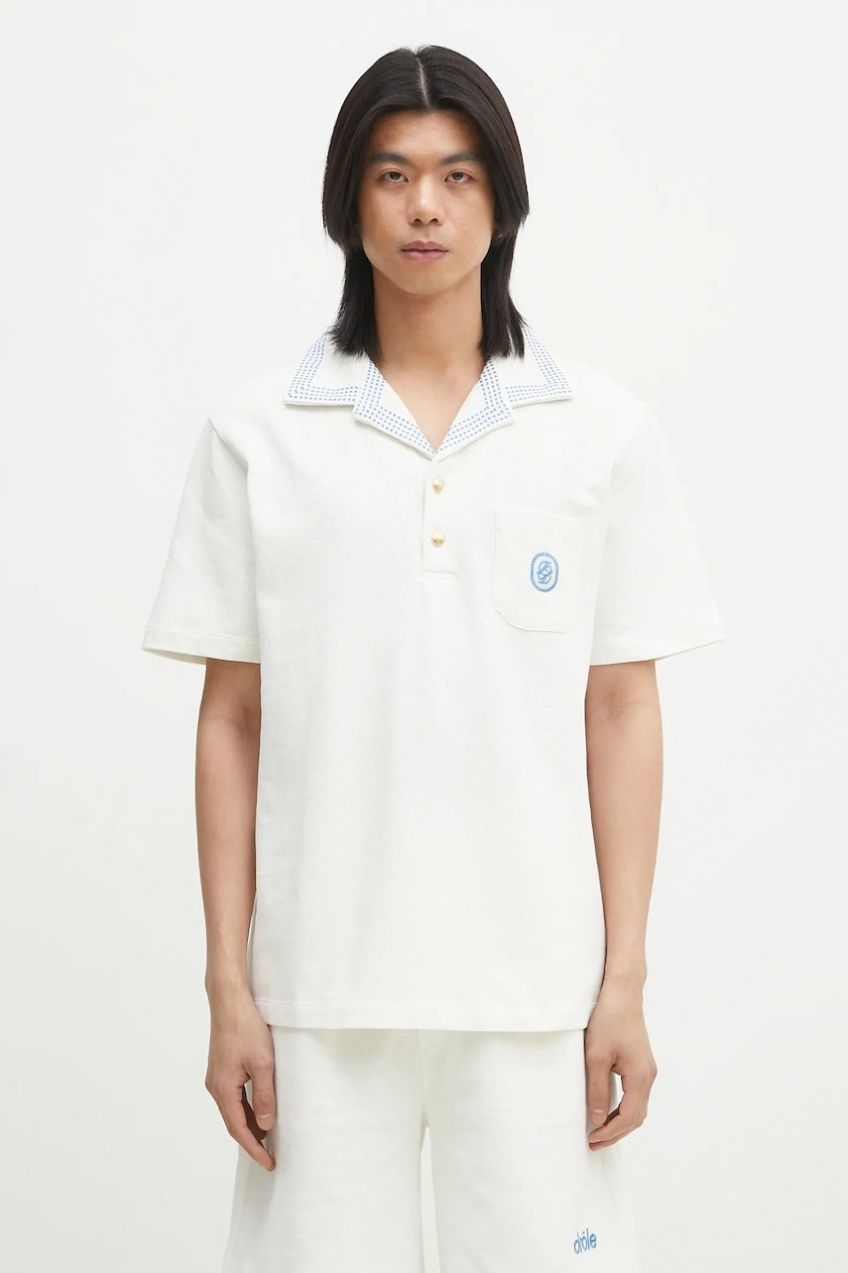 Bavlnené polo tričko Drôle de Monsieur Le Polo Pique Damier pánske, biela farba, jednofarebné, G-PL144-CO162-OW