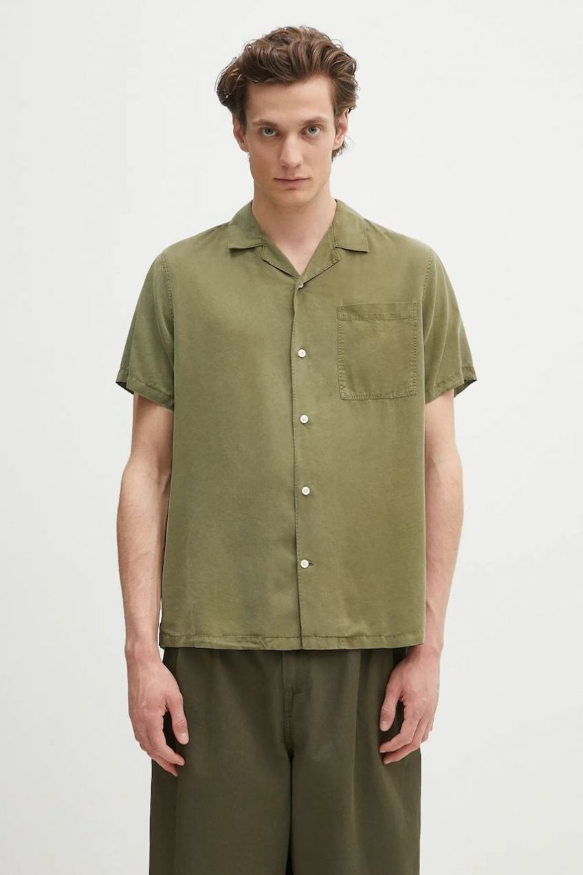 Košeľa Barbour Barbour Archer Relaxed Fit S/S Shirt zelená farba, voľný strih, MSH5612