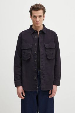Bavlnená košeľa Barbour Barbour Jungle Sateen Overshirt tmavomodrá farba, voľný strih, s klasickým golierom, MOS0417