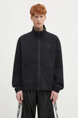 Bavlnená mikina adidas Originals Essentials Seersucker Track Top čierna farba, jednofarebná, JD2458