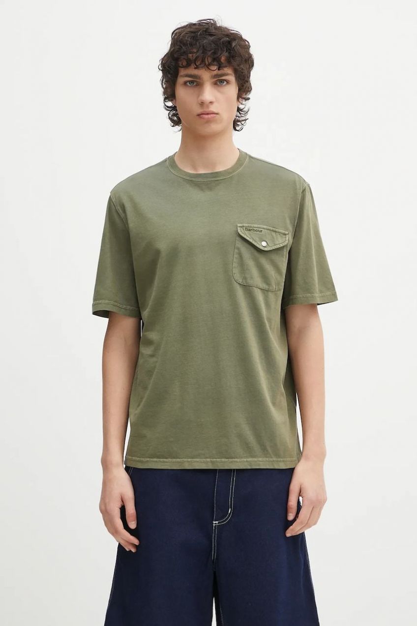 Bavlnené tričko Barbour Barbour Newstreet Relaxed Fit T-Shirt pánske, zelená farba, jednofarebné, MTS1398