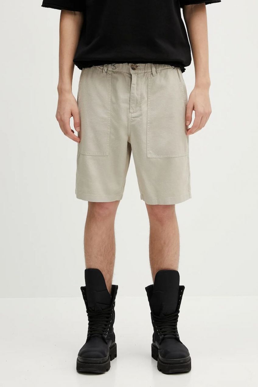 Šortky Barbour Barbour Natural Linen Blend Short béžová farba, MST0064
