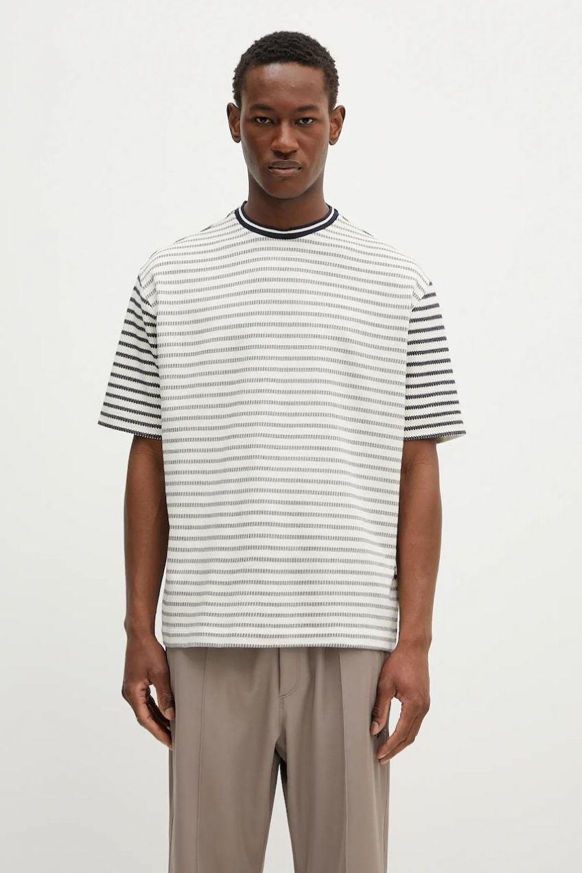 Bavlnené tričko Paul Smith pánske, tmavomodrá farba, vzorovaná, M1R-110Y-P02657