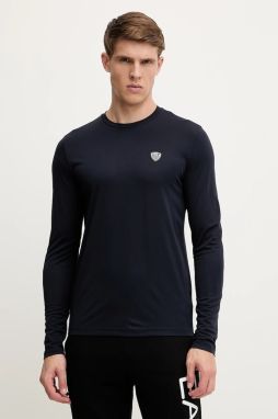 Tričko s dlhým rukávom EA7 Emporio Armani tmavomodrá farba, jednofarebné, PJRGZ.8NPT17