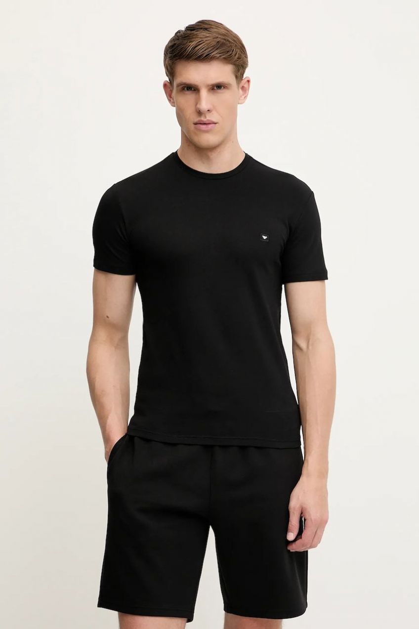 Tričko Emporio Armani Underwear pánske, čierna farba, jednofarebné, EM000379 AF10785