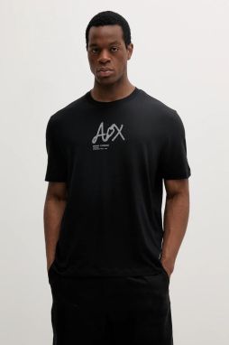 Bavlnené tričko Armani Exchange pánske, tmavomodrá farba, s potlačou, XM000566 AF10334