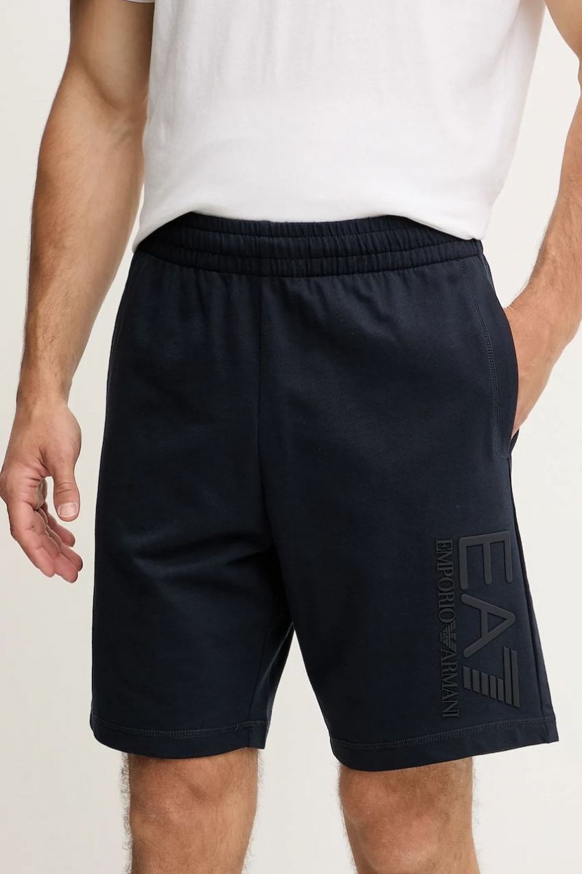 Bavlnené šortky EA7 Emporio Armani tmavomodrá farba, AF13512.7M000232