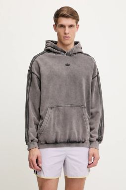 Bavlnená mikina adidas Originals Essential šedá farba, s kapucňou, jednofarebná, JD0245
