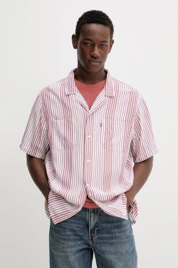 Košeľa Levi's S/S CLASSIC CAMPER červená farba, voľný strih, s klasickým golierom, 21976