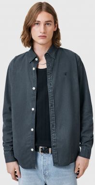 Košeľa AllSaints BODHI tmavomodrá farba, voľný strih, s klasickým golierom, M090SC