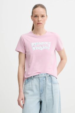 Bavlnené tričko Levi's THE PERFECT TEE dámske, ružová farba, 17369