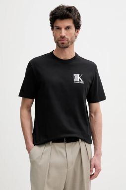 Bavlnené tričko Calvin Klein pánske, čierna farba, s potlačou, LV04RC853G