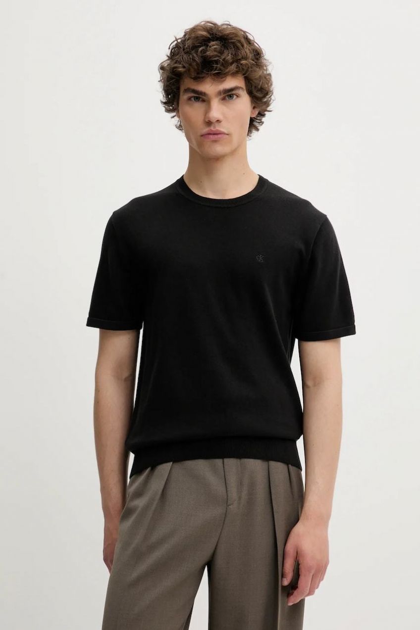 Bavlnené tričko Calvin Klein pánske, čierna farba, jednofarebné, LV04LC333G
