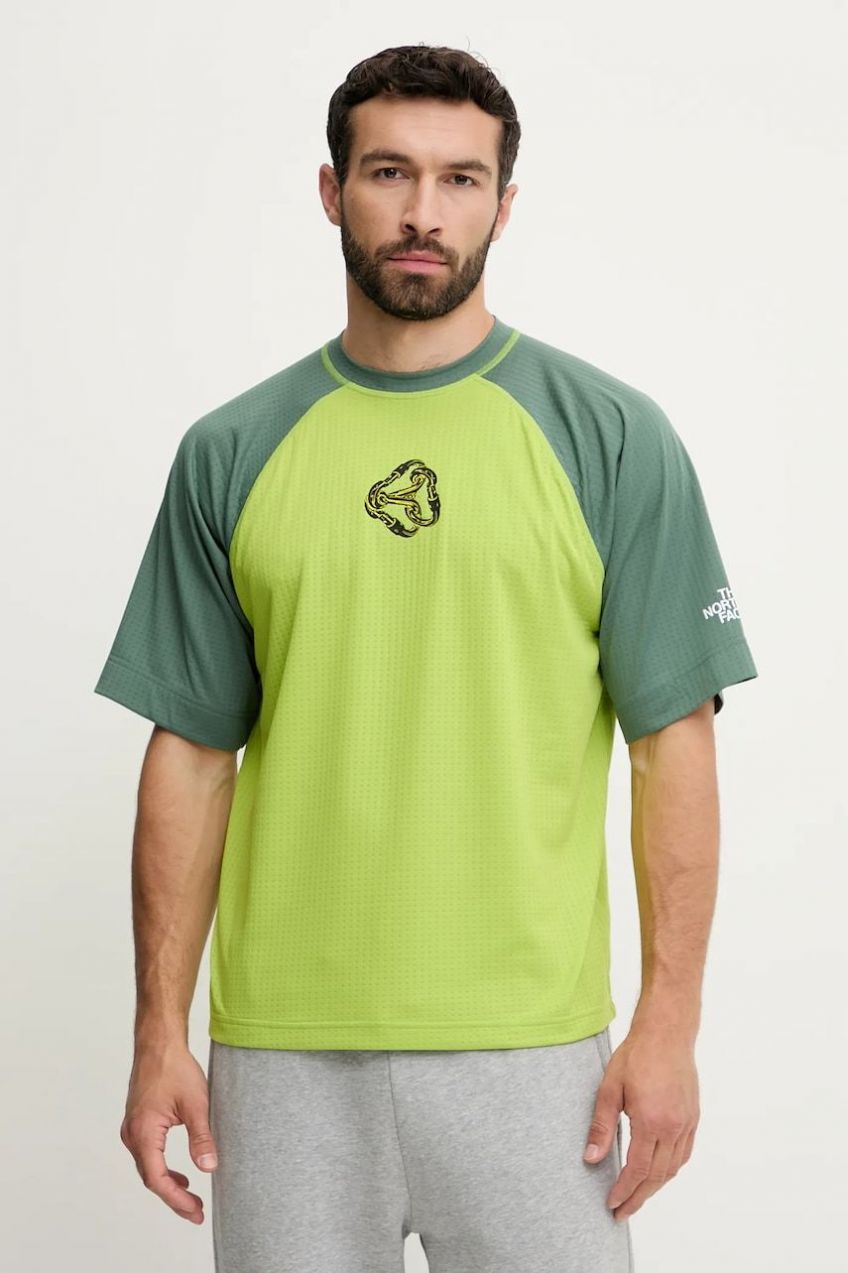 Tričko The North Face TNF X NSE pánske, zelená farba, vzorované, NF0A8CTK9D81