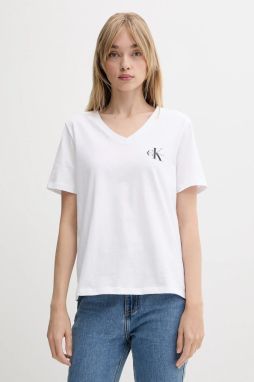 Bavlnené tričko Calvin Klein Jeans 2-pak dámske, čierna farba, LV047C906G