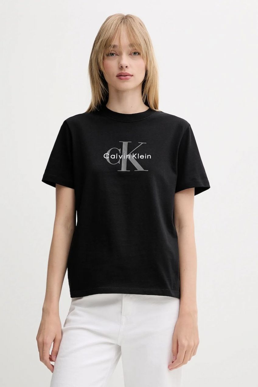 Bavlnené tričko Calvin Klein Jeans dámske, čierna farba, LV047B865G