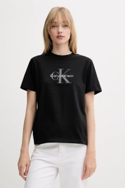 Bavlnené tričko Calvin Klein Jeans dámske, čierna farba, LV047B865G