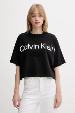 Bavlnené tričko Calvin Klein dámske, čierna farba, LV044C903G