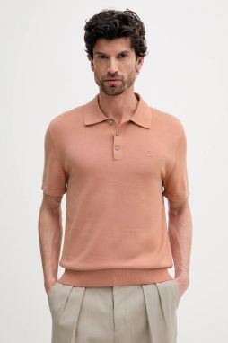 Bavlnené polo tričko Calvin Klein oranžová farba, jednofarebné, LV04LC326G