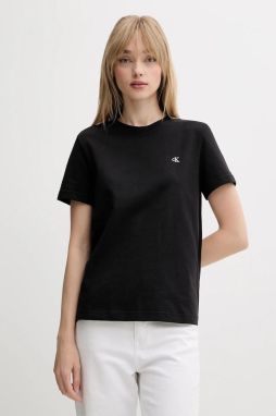 Bavlnené tričko Calvin Klein Jeans dámske, čierna farba, LV047B224G