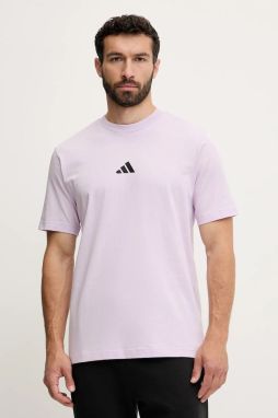 Bavlnené tričko adidas Essential pánske, fialová farba, s nášivkou, JD1781