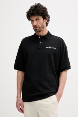 Bavlnené polo tričko Polo Ralph Lauren čierna farba, jednofarebné, 710972615