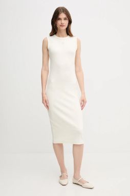 Šaty Calvin Klein Jeans béžová farba, midi, priliehavé, LV047C240G