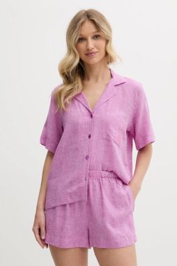 Ľanové pyžamo Dkny fialová farba, YI90054