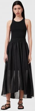 Šaty AllSaints ZENIA čierna farba, midi, áčkový strih, W188DC