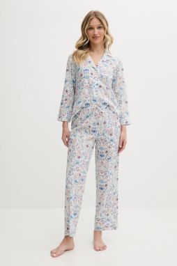 Pyžamo Lauren Ralph Lauren dámske, biela farba, ILN92429