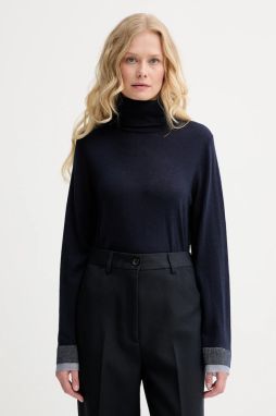 Vlnený sveter PS Paul Smith tmavomodrá farba, ľahké, s rolákom, W2R-420NJ-N31241