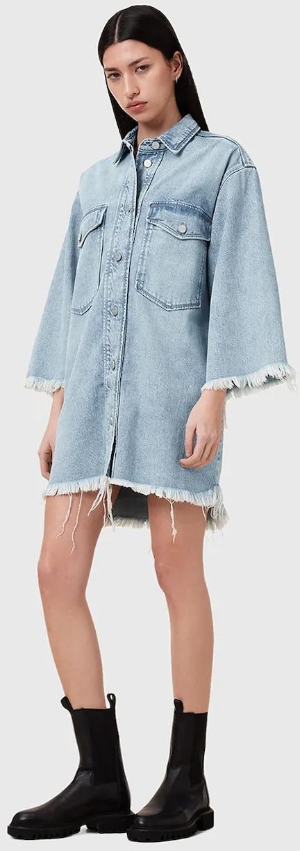 Rifľové šaty AllSaints FAYE mini, rovný strih, W221DC
