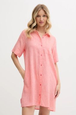 Ľanová nočná košeľa Dkny oranžová farba, YI30054