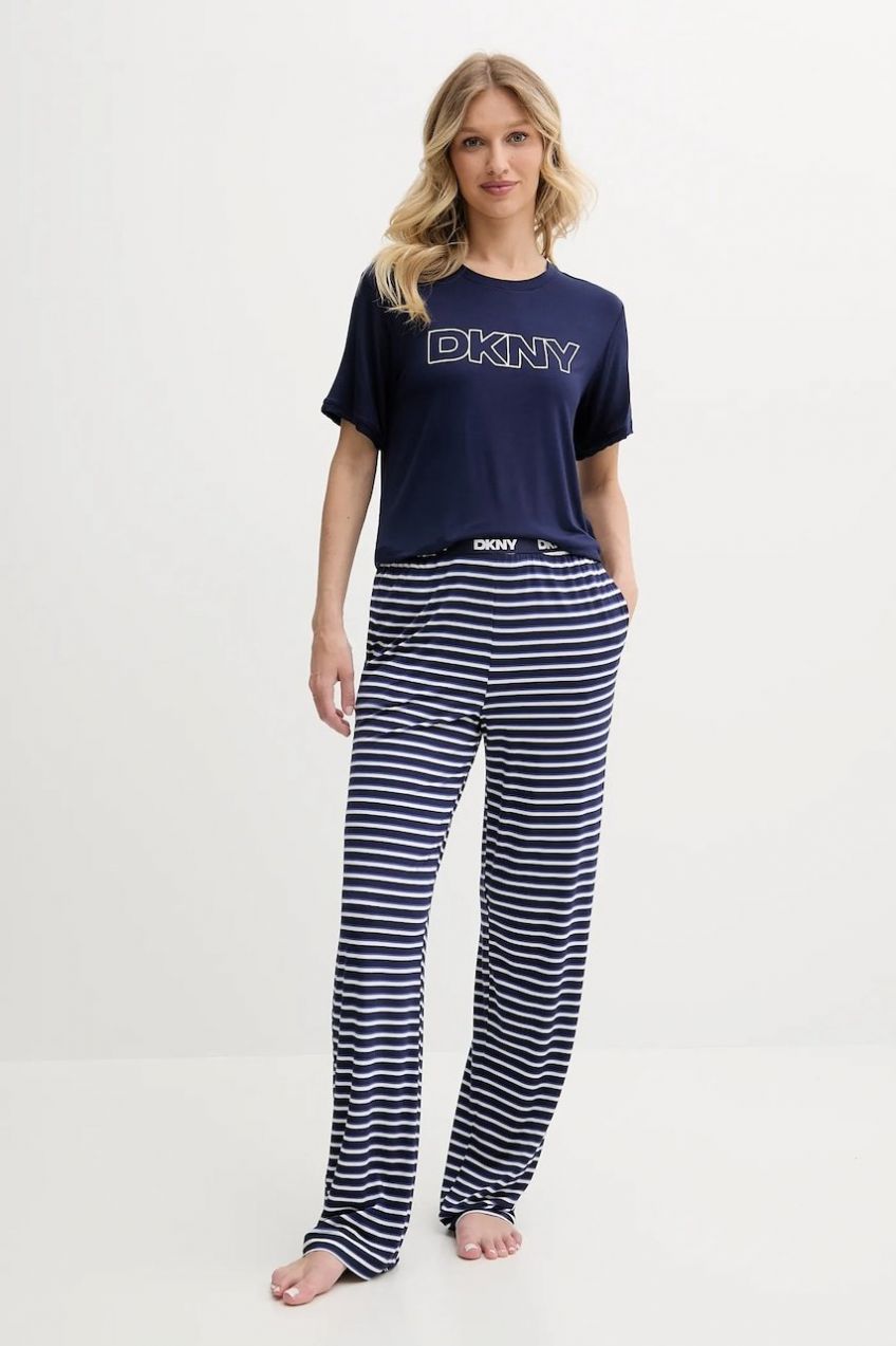 Pyžamo Dkny dámske, tmavomodrá farba, YI90051